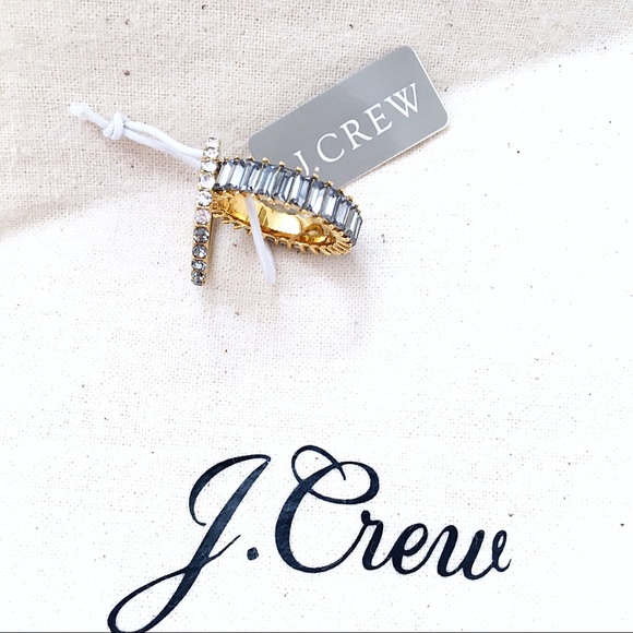 J. Crew Colorblock Stack Ring Set Black Diamond - Picture 2 of 3